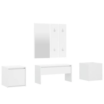 Set De Muebles De Recibidor Madera Contrachapada Blanco Brillo Vidaxl