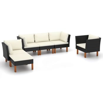 Set Muebles De Jardín 9 Pzas Ratán Sintético Eucalipto Negro Vidaxl