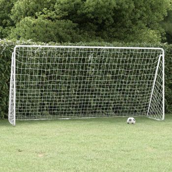 Portería De Fútbol Con Red Acero Blanco 366x122x182 Cm