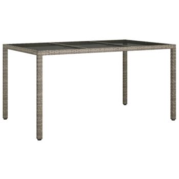 Mesa Jardín Vidrio Templado Ratán Sintético 150x90x75 Cm Gris Vidaxl