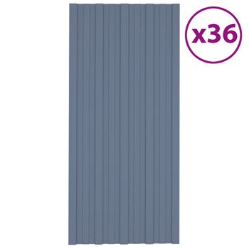 Panel Para Tejado Acero Galvanizado Gris 36 Unidades 100x45 Cm