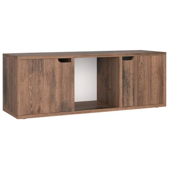 Mueble Tv Madera De Ingeniería Roble Ahumado 88,5x27,5x30,5 Cm Vidaxl