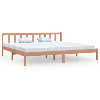 Estructura De Cama Madera Maciza Pino Marrón Miel 200x200 Cm Vidaxl