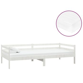 Sofá Cama Con Colchón Madera De Pino Maciza Blanco 90x200 Cm Vidaxl