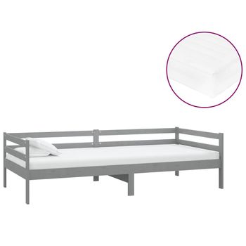 Sofá Cama Con Colchón Madera De Pino Maciza Gris 90x200 Cm Vidaxl