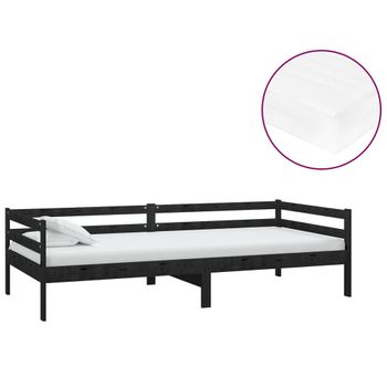 Sofá Cama Con Colchón Madera De Pino Maciza Negro 90x200 Cm Vidaxl