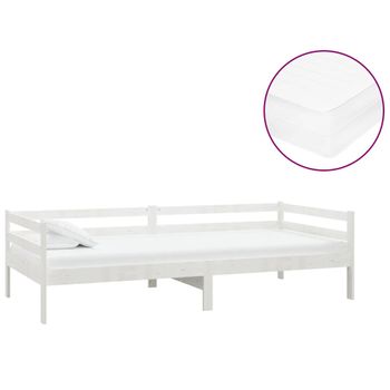 Sofá Cama Con Colchón Madera De Pino Maciza Blanco 90x200 Cm Vidaxl