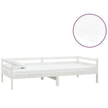 Sofá Cama Con Colchón Madera De Pino Maciza Blanco 90x200 Cm Vidaxl