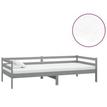 Sofá Cama Con Colchón Madera De Pino Maciza Gris 90x200 Cm Vidaxl