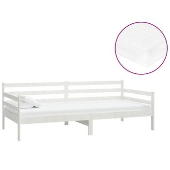 Sofá Cama Con Colchón Madera De Pino Maciza Blanco 90x200 Cm Vidaxl