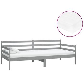 Sofá Cama Con Colchón Madera De Pino Maciza Gris 90x200 Cm Vidaxl