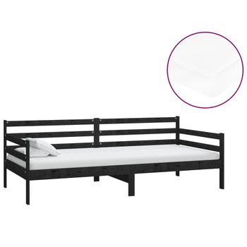 Sofá Cama Con Colchón Madera De Pino Maciza Negro 90x200 Cm Vidaxl