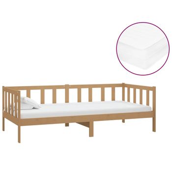 Sofá Cama Y Colchón Madera Pino Maciza Marrón Miel 90x200 Cm Vidaxl