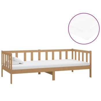 Sofá Cama Y Colchón Madera Pino Maciza Marrón Miel 90x200 Cm Vidaxl