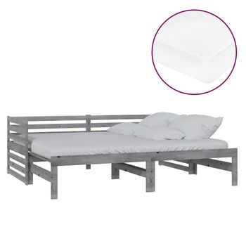 Sofá Cama Extraíble Madera Maciza De Pino Gris 2x(90x200) Cm Vidaxl