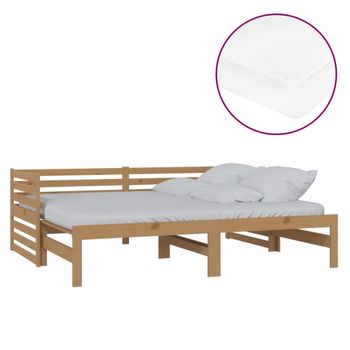 Sofá Cama Extraíble Madera Maciza De Pino Miel 2x(90x200) Cm Vidaxl