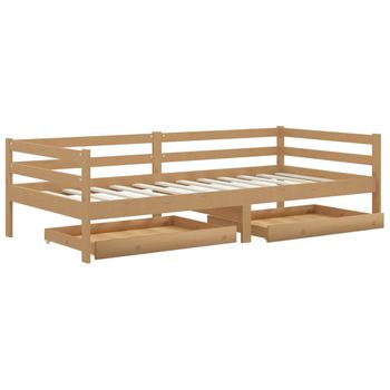 Sofá Cama Con Cajones Madera Pino Maciza Miel 90x200 Cm Vidaxl