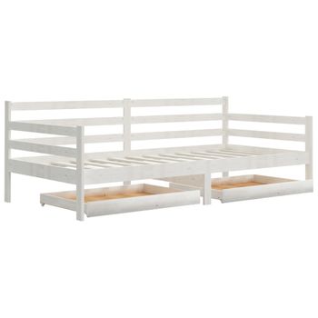 Sofá Cama Con Cajones Madera De Pino Maciza Blanco 90x200 Cm Vidaxl