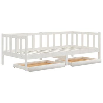 Sofá Cama Con Cajones Madera De Pino Maciza Blanco 90x200 Cm Vidaxl