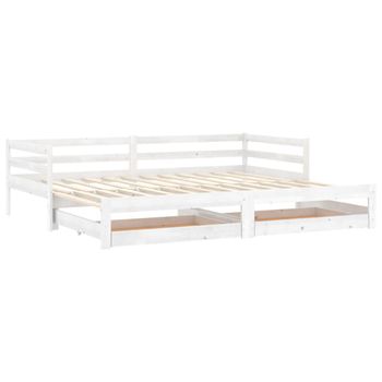 Sofá Cama Extraíble Madera Maciza De Pino Blanco 2x(90x200) Cm Vidaxl