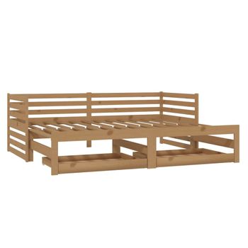 Sofá Cama Extraíble Madera Maciza De Pino Miel 2x(90x200) Cm Vidaxl