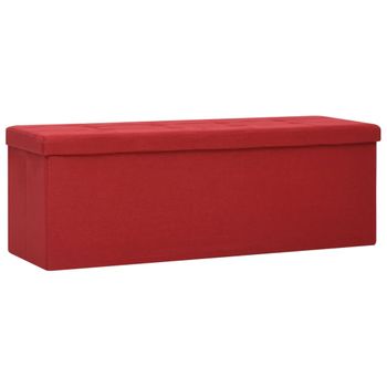 vidaXL Taburete con almacenaje plegable rojo vino tinto PVC