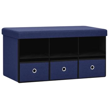 Banco De Almacenaje Plegable Lino Sintético Azul 76x38x38 Cm Vidaxl