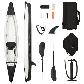 Kayak Inflable Poliéster Negro 375x72x31 Cm Vidaxl