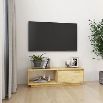 Mueble De Tv De Madera Maciza De Pino 110x30x33,5 Cm