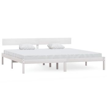 Estructura De Cama Madera Maciza Blanco Super King 180x200 Cm Vidaxl