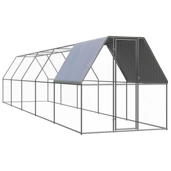 Jaula Gallinero De Exterior De Acero Galvanizado 2x10x2 M Vidaxl