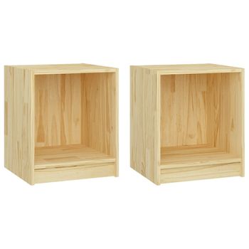 Mesitas De Noche 2 Uds Madera Maciza De Pino 35,5x33,5x41,5 Cm Vidaxl