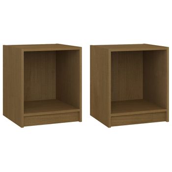 Mesita Noche 2 Uds Madera Pino Marrón Miel 35,5x33,5x41,5cm Vidaxl