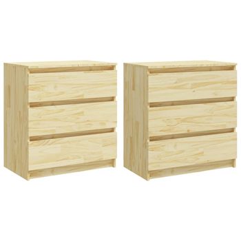 Mesitas De Noche 2 Uds Madera Maciza De Pino 60x36x64 Cm Vidaxl