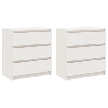 Mesitas De Noche 2 Uds Madera Maciza De Pino Blanco 60x36x64 Cm Vidaxl