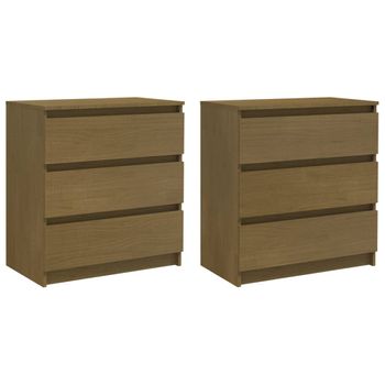 Mesitas De Noche 2 Uds Madera De Pino Marrón Miel 60x36x64 Cm Vidaxl