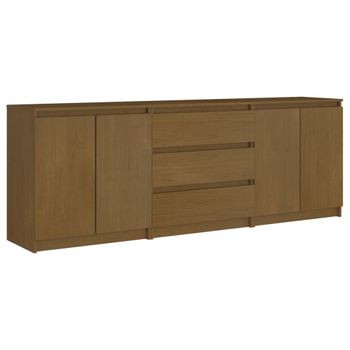 Armario Auxiliar Marrón Miel Madera Maciza De Pino 180x36x65 Cm Vidaxl