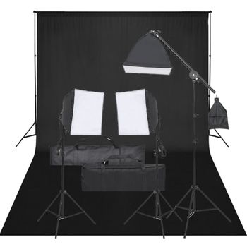 Kit De Estudio Fotográfico Con Set De Luces Y Fondo Vidaxl