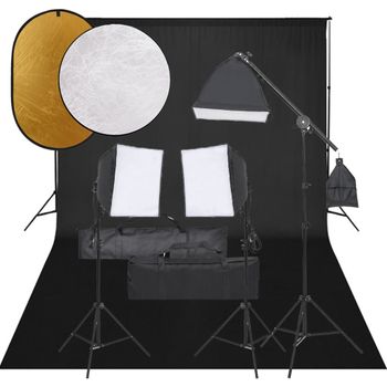 Kit De Estudio Fotográfico Con Set De Luces, Fondo Y Reflector Vidaxl