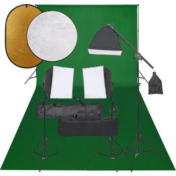 Kit De Estudio Fotográfico Con Set De Luces, Fondo Y Reflector Vidaxl