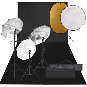 Kit De Estudio Fotográfico Con Set De Luces, Fondo Y Reflector Vidaxl