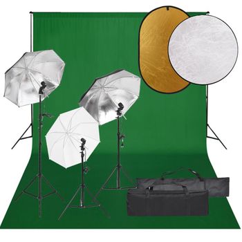 Kit De Estudio Fotográfico Con Set De Luces, Fondo Y Reflector Vidaxl