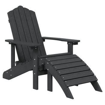 Silla De Jardã­n Adirondack Con Reposapiã©s Hdpe Antracita Vidaxl