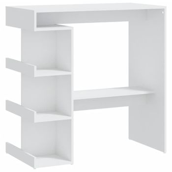 Mesa Bar Estante Almacenaje Aglomerado Blanco 100x50x101,5 Cm Vidaxl