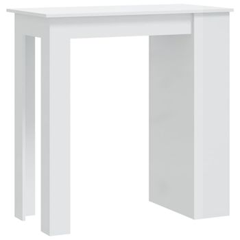 Mesa Bar Con Estante Aglomerado Blanco Brillo 102x50x103,5 Cm Vidaxl