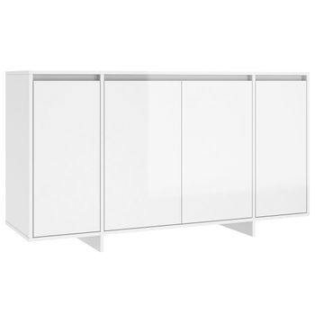 Aparador 3 Puertas – Blanco Y Gris Acabado En Brillo Led – 144 X 80 X 42cm  – Nelia con Ofertas en Carrefour