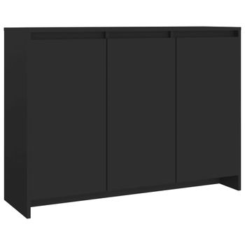 Aparador De Madera Contrachapada Negro 102x33x75 Cm Vidaxl