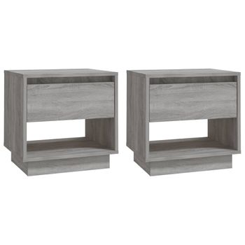 Mesitas Noche 2 Uds Madera Ingeniería Gris Sonoma 45x34x44 Cm Vidaxl