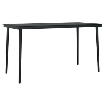 Mesa De Comedor De Jardín Acero Y Vidrio Negra 140x70x74 Cm Vidaxl