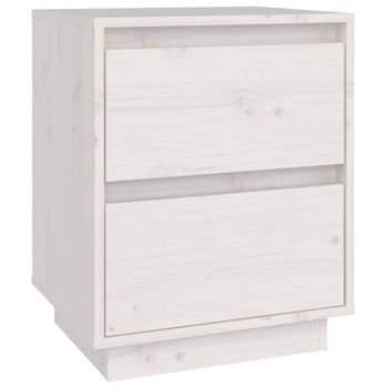 Mesita De Noche Madera Maciza De Pino Blanco 40x35x50 Cm Vidaxl